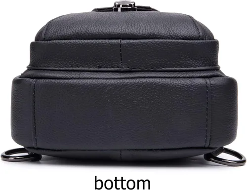 Vista 6 de BULLCAPTAIN Bolso bandolera de cuero para hombre con múltiples bolsillos cruzado en el pecho, mochila de hombro casual de viaje