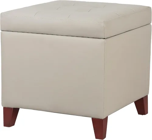 Vista 11 de Homebeez Taburete otomano de almacenamiento de piel sintética con tapa abatible (negro)