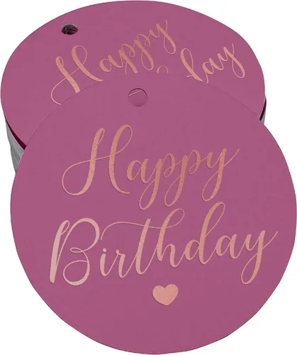 Vista 55 de Etiqueta de papel para colgar con texto en inglés «Happy Birthday» (50 unidades)