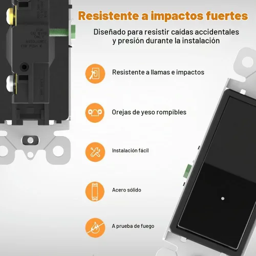 Vista 5 de Paquete de 10 interruptores de luz SOZULAMP con luz nocturna LED de 15 amperios, 120/277 voltios, interruptor de pared de un solo polo, sensor