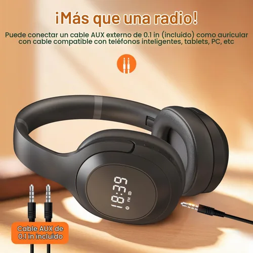 Vista 2 de F2 FM Radio Auriculares inalámbricos Bluetooth 5.2 recargables
