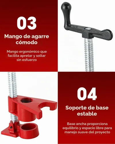 Vista 6 de ATPEAM Juego de 4 abrazaderas para tubos de encolado de madera, paquete de 4 abrazaderas de tubo de liberación rápida de hierro fundido de 3/4