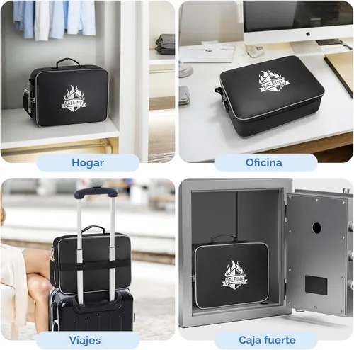 Vista 9 de BALEINE Caja de Documentos Ignífuga con Cerradura, Bolsa de Documentos Ignífuga Portátil Impermeable Cajas de Archivos Ignífugas para Documentos