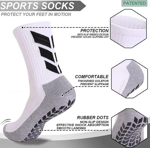 Vista 2 de MENDENG Calcetines antideslizantes de fútbol para hombre, calcetines de hospital antideslizantes para entrenamiento, calcetines atléticos
