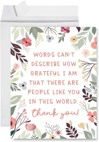 Vista 44 de Andaz Press Social Distancing Thank You - Tarjeta jumbo de 8.5 x 11 pulgadas, AF esencial, tarjeta de felicitación de agradecimiento en blanco