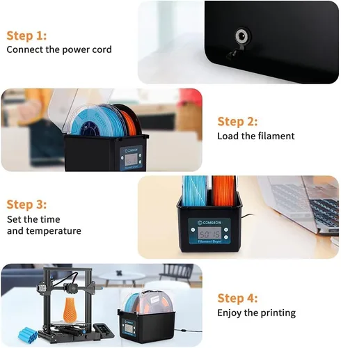 Vista 6 de Comgrow Secador de Filamento, Caja de Secado de Filamento Mejorada, Deshidratador de Filamento 3D de Gran Capacidad para 2KG de Filamento