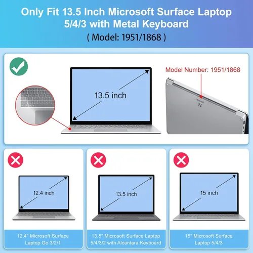 Vista 2 de May Chen Funda compatible con laptop Microsoft Surface de 13.5" 5/4/3 con reposamanos de metal modelo 1951/1868, carcasa rígida de plástico