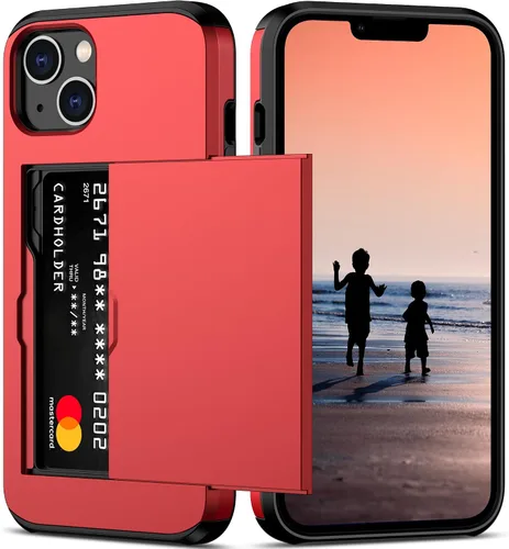 Vista 25 de Nvollnoe Funda para iPhone 14 con tarjetero [almacena 5 tarjetas] Funda tipo cartera de doble capa resistente a prueba de golpes con ranura oculta