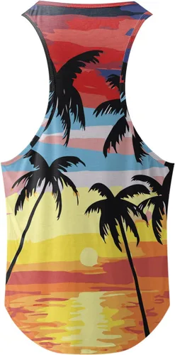 Vista 4 de Camiseta sin mangas para hombre, para entrenamiento, para natación, gimnasio, fitness, correr, playa, camisetas sin mangas