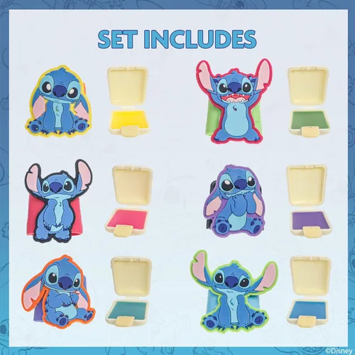 Vista 2 de Disney Stitch - Juego de 6 brillos de labios Flip-Top Ice Pop, brillo de labios a base de plantas con forma de puntada coleccionable, kit