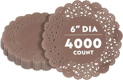 Vista 66 de Restaurantware Pastry Tek Blondas de Encaje de 4 x 4 Pulgadas 100 Vajilla Decorativa - Blondas de Mesa Desechables Redondas de Papel Negro