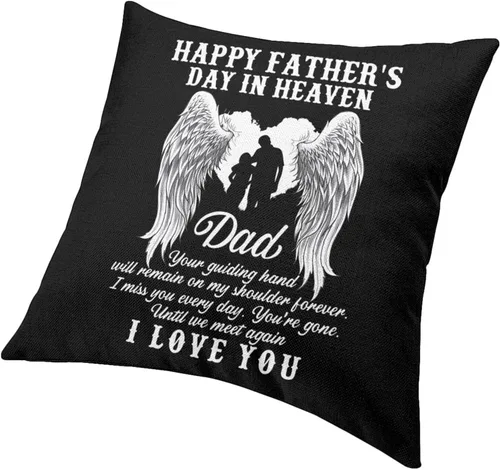 Vista 6 de NEzih Happy Fathers Day in Heaven Dad Square Throw Pillows Covers Bed Couch Square Throw Pillow Cases Farmhouse Home Decor Sofa Bedroom 18"x18