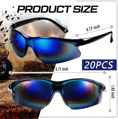 Vista 2 de Kingdder Paquete de 20 lentes de seguridad azules a granel, resistentes a los arañazos, gafas de protección ocular, lentes de policarbonato