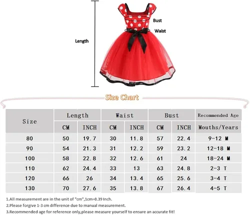 Vista 7 de Gridamea - Vestido de Minnie Mouse para niñas, disfraz de Mickey para fiesta de cumpleaños