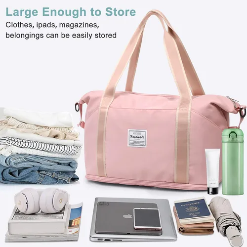 Vista 2 de DMLuna Bolsa de viaje de viaje, bolsa de gimnasio deportiva, bolsa de hombro para mujeres y hombres, bolsa de hospital, bolsa de lona expandible