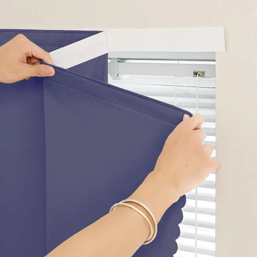Vista 21 de Jilron - Cintas mágicas adhesivas para cortinas opacas sin necesidad de perforación, cortinas adhesivas sin barra para ventanas pequeñas