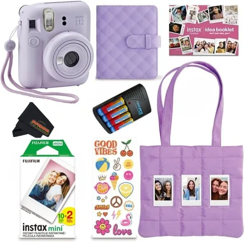 Vista 12 de Fujifilm INSTAX MINI 12 Blue Bundle 2025 (2 paquetes individuales (20 hojas), morado lila