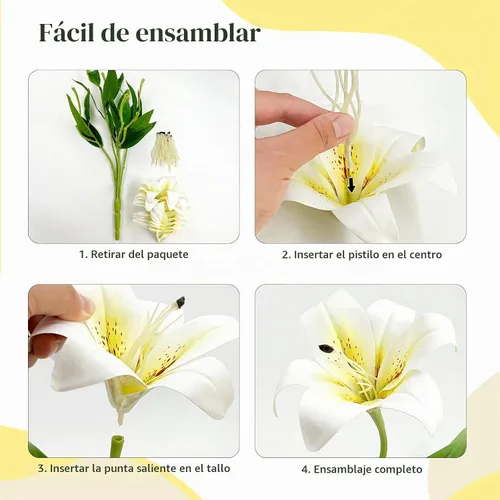 Vista 2 de SNAIL GARDEN Flores artificiales de lirio de 11 cabezas, flores artificiales de tallo largo con capullos, flores artificiales de lirio de tigre