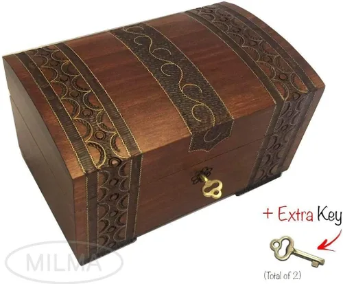 Vista 2 de MilmaArt - Joyero de madera hecha a mano con cerradura y llave hecha en Polonia