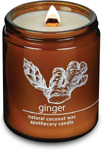 Vista 22 de Vela de mecha de madera agrietada Hemlock Park hecha a mano con cera de coco natural (grande de 16 oz, ámbar) Coconut Apricot Wax Crackling Wood