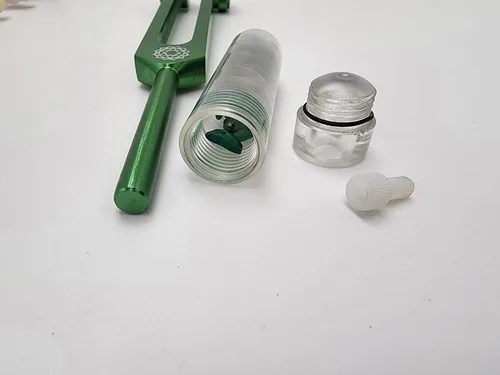 Vista 4 de Chakra - Juego de 8 diapasones ponderados con gema acrílica fusionada, varita extraíble para masaje de aceite, acupresión, terapia alternativa