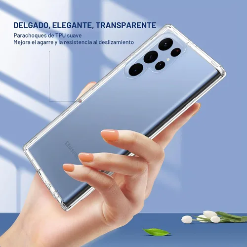 Vista 4 de ULAK Funda transparente para Galaxy S23 Ultra, resistente a prueba de golpes, funda de TPU suave, funda protectora transparente para Samsung Galaxy