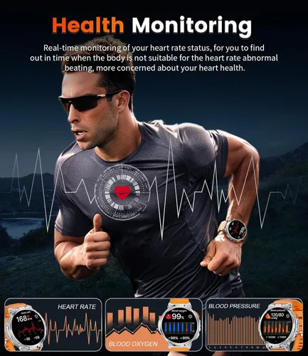 Vista 6 de ESFOE Relojes inteligentes de pantalla grande de 1.85 pulgadas para hombre, compatibles con iOS Android, linterna LED, batería grande de 730 mAh