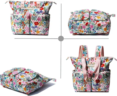 Vista 7 de ESVAN Bolsa de pañales Totepack Mochila 2 en 1 para mujer, multifuncional, de gran capacidad, con bolsillos aislados, viaje