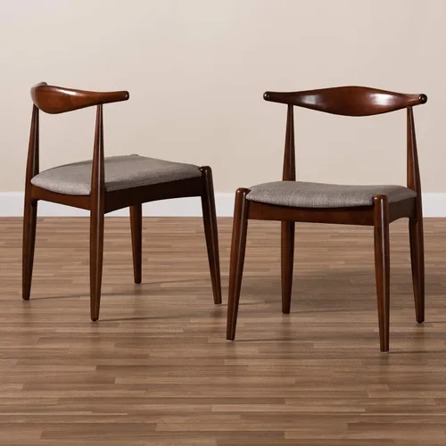 Vista 8 de Baxton Studio Sillas de comedor, tamaño único, gris claro/nogal