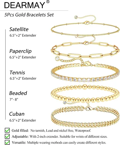 Vista 5 de DEARMAY Delicadas pulseras de plata para mujer, a la moda, juego de joyas de plata de ley 925 para mujer, pulseras para mujer, caja de clip