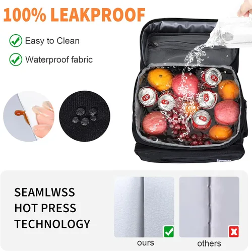 Vista 5 de NOL Natural Organic Lifestyle Loncheras totalmente aisladas para mujeres y hombres, bolsa enfriadora de nailon ligera para comidas de adultos