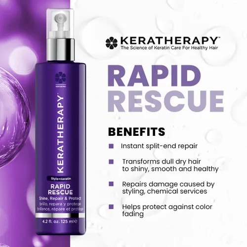 Vista 2 de KERATHERAPY Spray de brillo rápido con infusión de queratina para protección térmica del cabello, 4.2 onzas líquidas, 4.2 fl oz – Spray reparador