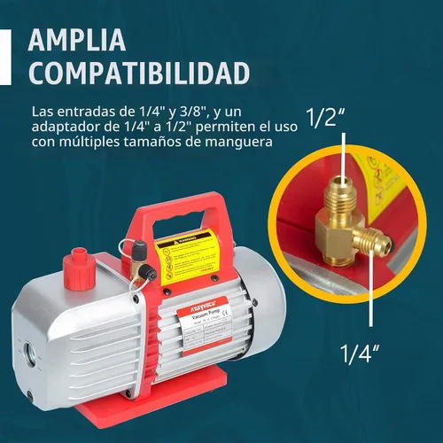 Vista 4 de bomba de vacío HVAC de una sola etapa, 3.5CFM - Ideal para herramientas de reparación de aire acondicionado, bomba de vacío de aire acondicionado