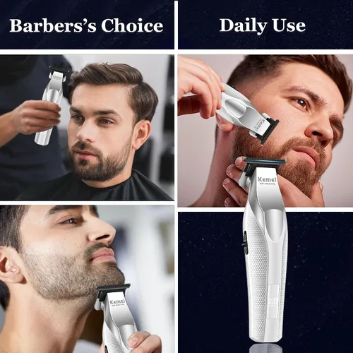 Vista 7 de KEMEI 3023-702 - Cortadora de pelo y barba para hombres, 9000 RPM sin huecos para barberos con cuerpo de metal completo, cortapelos profesional