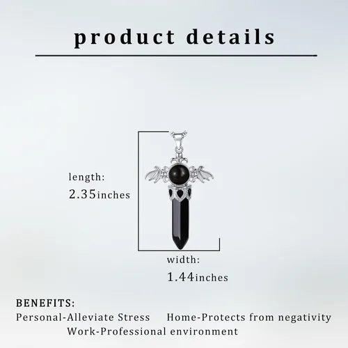 Vista 4 de Collar de cristal curativo para mujer, collar con dije de alas de ángel, piedras natales, piedras preciosas para mujeres y hombres, colgante de cruz