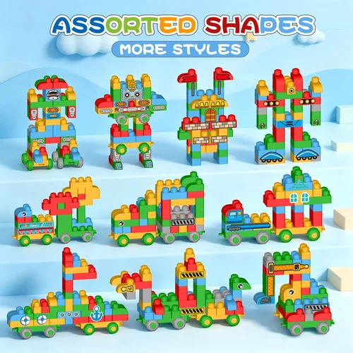 Vista 8 de Bloques de construcción suaves para niños pequeños, 107 bloques de 107 piezas
