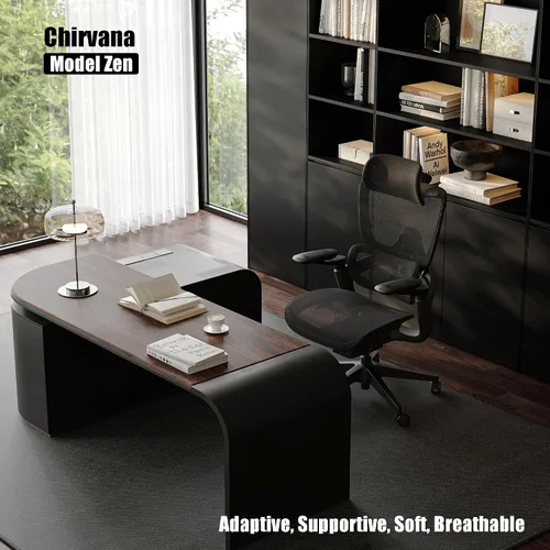 Vista 7 de Silla de oficina ergonómica, silla de escritorio grande y alta para el hogar con soporte lumbar 3D ajustable, reposabrazos 5D, reposabrazos 4D Negro