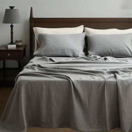 Vista 12 de Simple&Opulence Juego de sábanas de 100 % lino tamaño Twin, 3 piezas de lino francés natural, juego de ropa de cama transpirable, suave y duradero