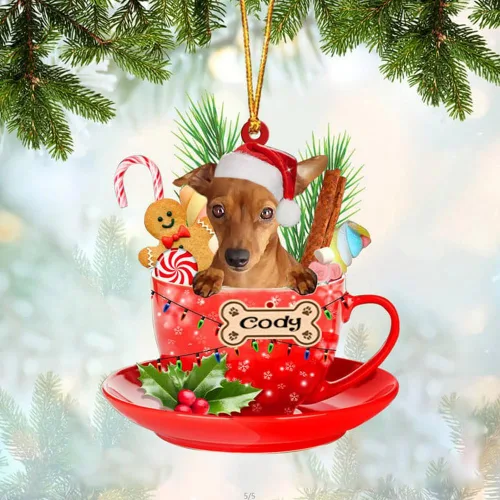 Vista 65 de NAZENTI Adorno personalizado de Alaskan Malamute en taza roja, adorno de Navidad personalizado para perros amantes de las mascotas, colgante