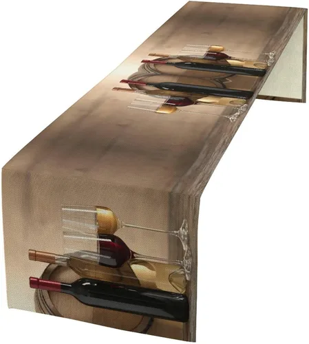 Vista 41 de Camino de mesa de lino de algodón, cuchillo de cocina occidental, tenedor, colección de mesa rectangular, desierto salvaje oeste americano