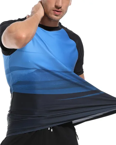 Vista 4 de VAYAGER Camisetas de natación para hombre con protección UPF 50+, de secado rápido, ajuste holgado, para surf acuático