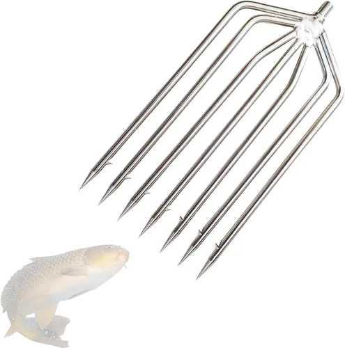 Vista 10 de Brazo de pesca telescópico de 6.2 pies con 3 dientes, gancho de pesca telescópico de acero inoxidable con tornillo de 8 mm, arpones barbados