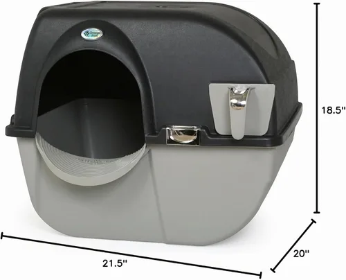 Vista 8 de Omega Paw Elite Caja de Arena de Limpieza Automática Roll 'n Clean, Negro de Medianoche, Grande (EL-RA20-1)