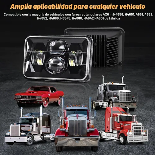 Vista 6 de Faros LED de 4 x 6 pulgadas con certificación DOT, 2 piezas, haz alto/bajo, rectangular, para camiones Kenworth T800, W900, Peterbilt, Oldsmobile