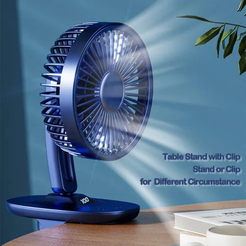 Vista 8 de Ventiladores de mesa portátiles de 5 pulgadas con clip, cabezal oscilante de 120° hacia arriba/abajo, indicador LED ajustable, ajuste