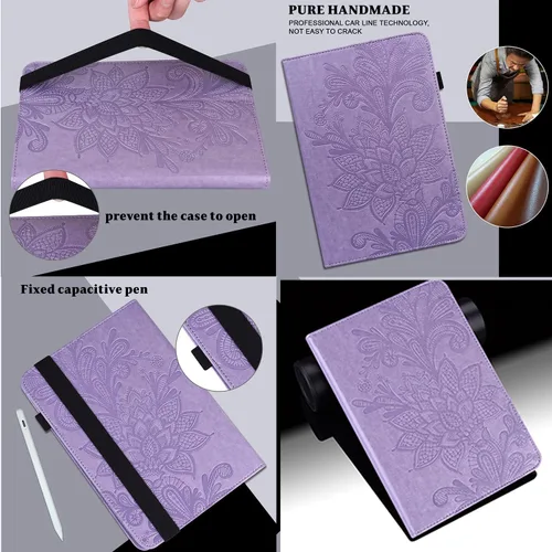 Vista 6 de Funda para Kindle Fire HD 8 de 8ª/7ª/6ª generación (2016/2017/2018) con soporte, soporte para lápices, bolsillos