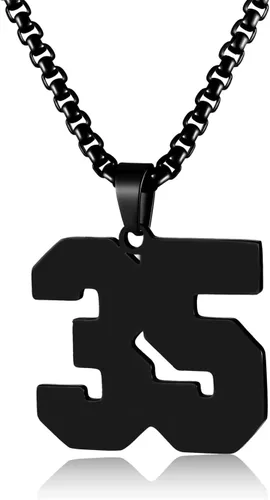 Vista 43 de Collar de Número Dorado para Hombre, Cadena de Acero Inoxidable con Colgante de Número para Atletas, Joyería Deportiva Personalizada para Niños