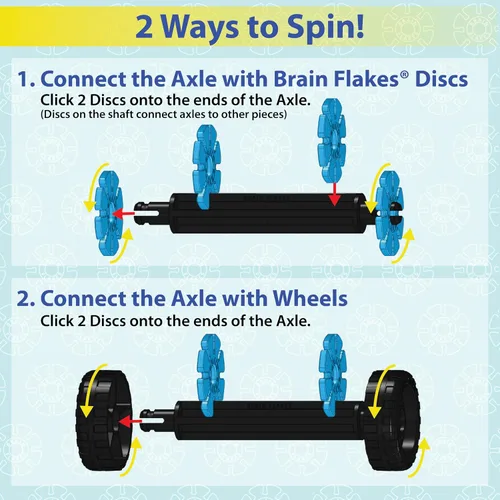 Vista 4 de Brain Flakes Kit de viaje adicional para 16 ruedas y 8 ejes, construye autos, camiones, cualquier cosa que gire, discos de marca compatibles, un
