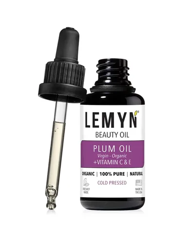 Vista 7 de Lemyn Organics Aceite facial de grano de ciruela, sobrealimentado con vitamina C y E, recién hecho, hidratación y brillo lujosos, orgánico