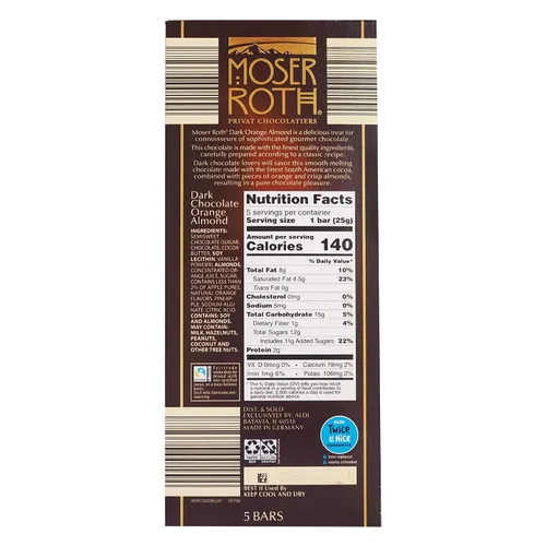 Vista 2 de Moser Roth Barras de chocolate negro alemán - Naranja y almendra (paquete de 2) por Moser Roth